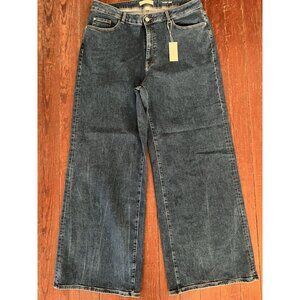 Warp + Weft High Rise Wide Leg Stretch Denim Jeans Medium Wash 'Midtone' Plus 20